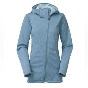 The North Face Hardlee Raschel Zip Front Hooded Fleece Parka Cool Blue Small